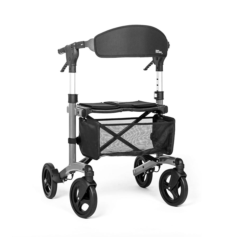 Foldable Elderly Rollator Elderly Walker with Seat, Basket and