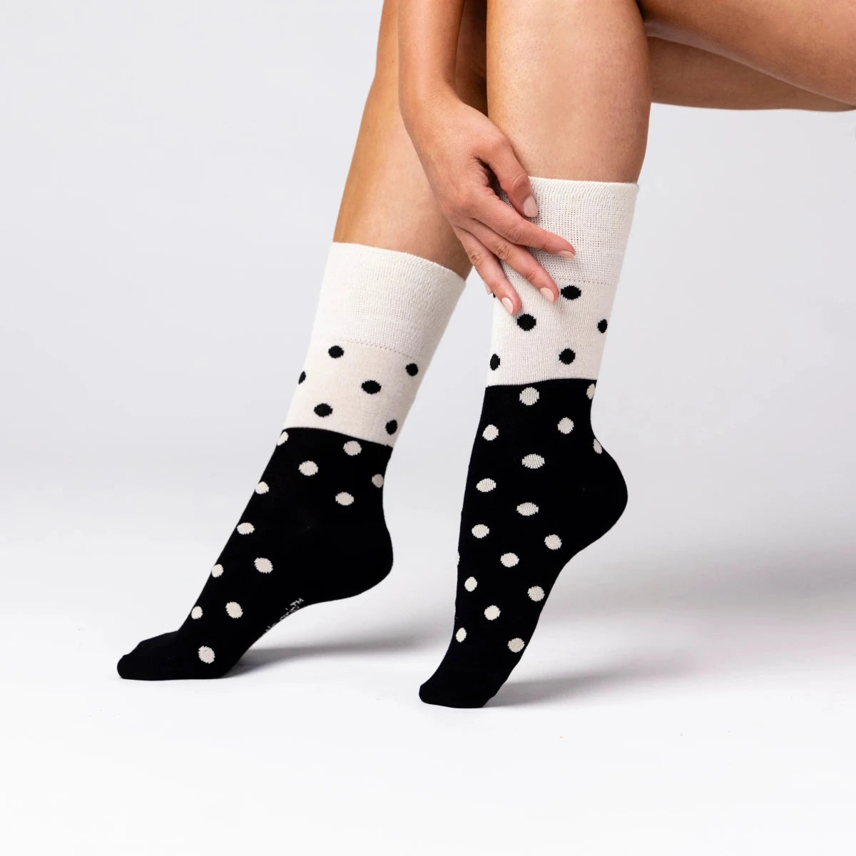 black and white polka dot non binding socks