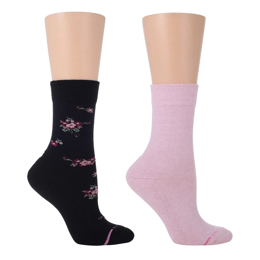 Bouquet Floral Comfort Top Diabetic Cushioned Socks 2 Pack