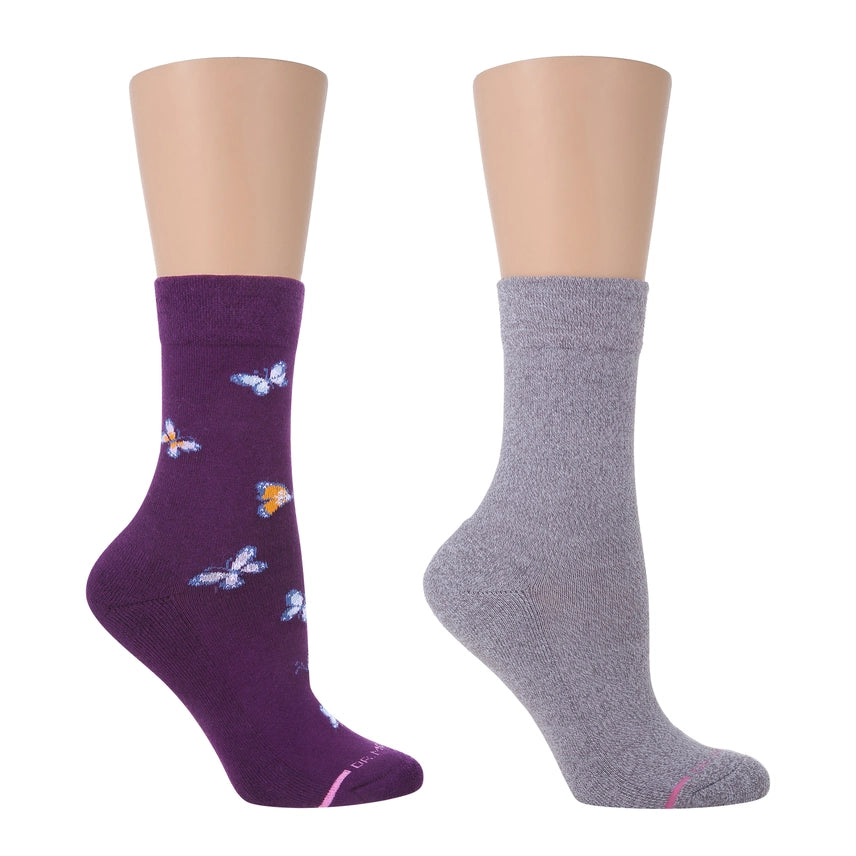 Butterflies Comfort Top Diabetic Cushioned Socks 2 Pack