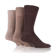 3 pairs of non binding socks for men in brown mix