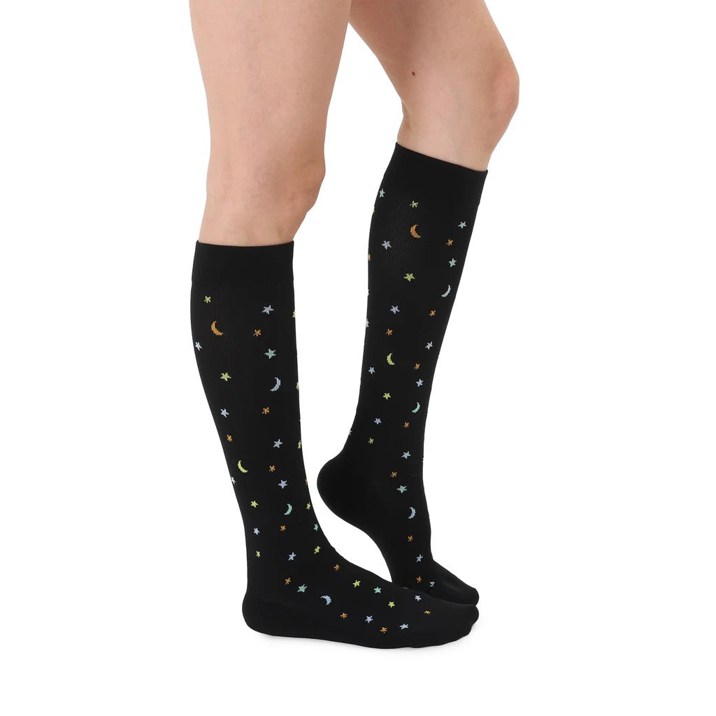 black compression socks with stars