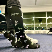 dragonfly compression socks at the airport