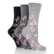 Flower diabetic socks women