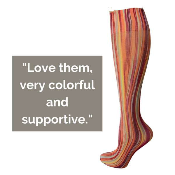Light Compression Socks for Women in Artist Stripe Plus Size & Regular