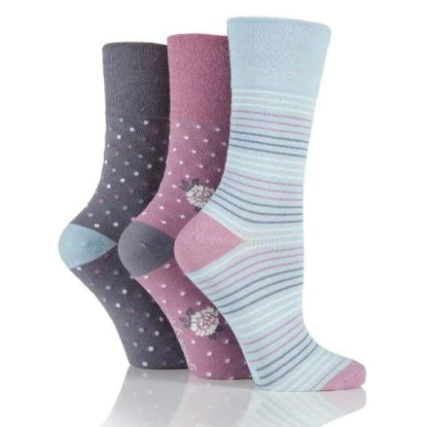 3 Pairs Non Binding Socks for Women in Dainty Flower